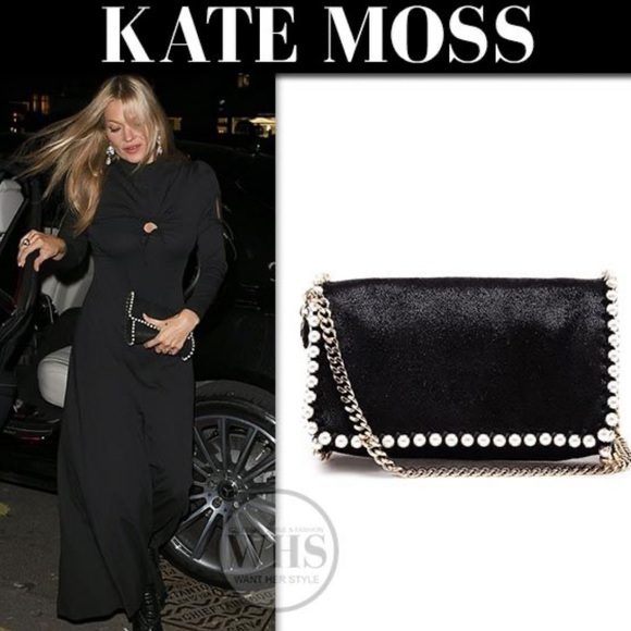 Stella McCartney: Pearl Shimmer Vegan Leather Falabella Crossbody Clutch Bag - Picture 2 of 16